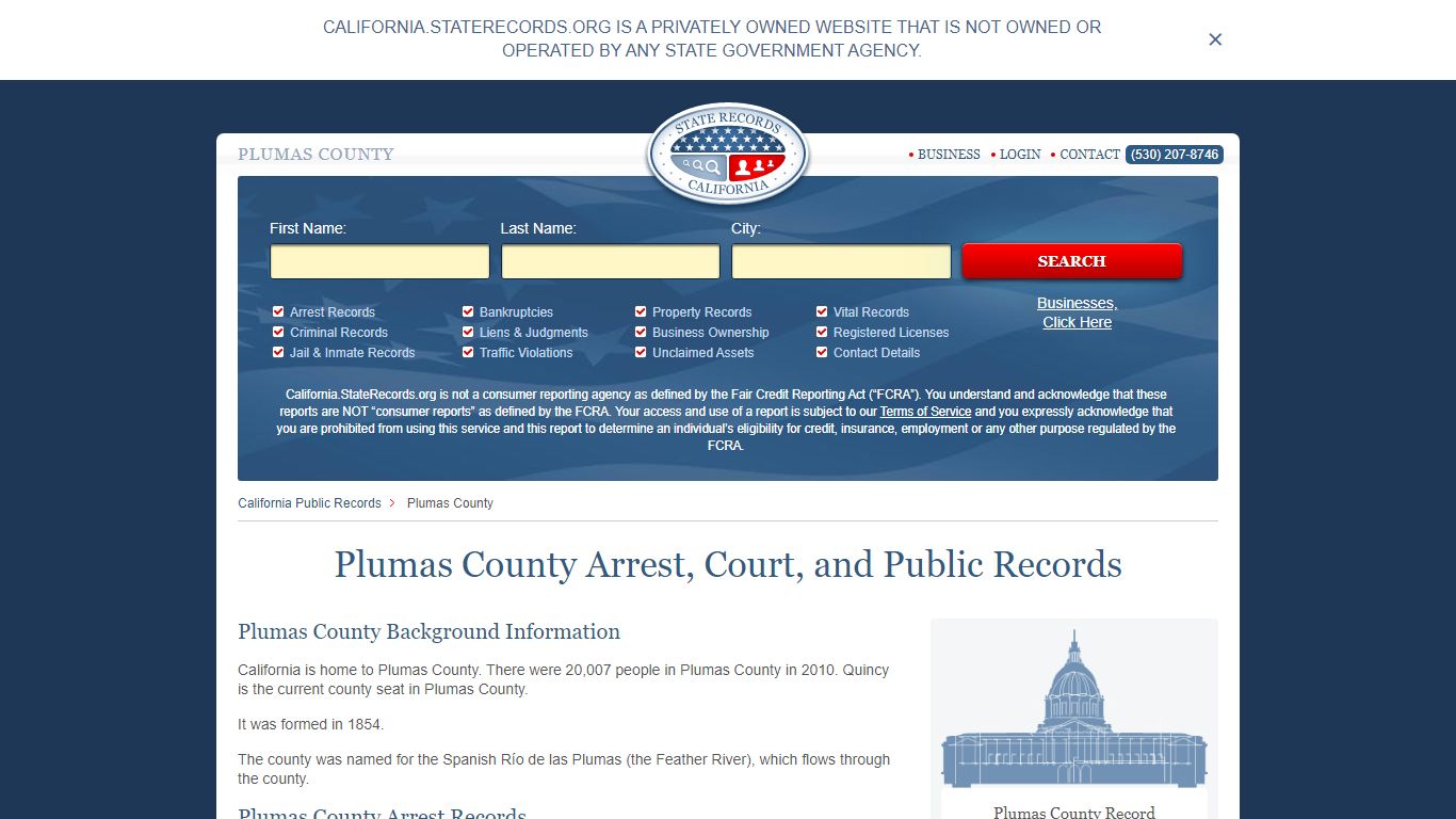 Plumas County Arrest, Court, and Public Records