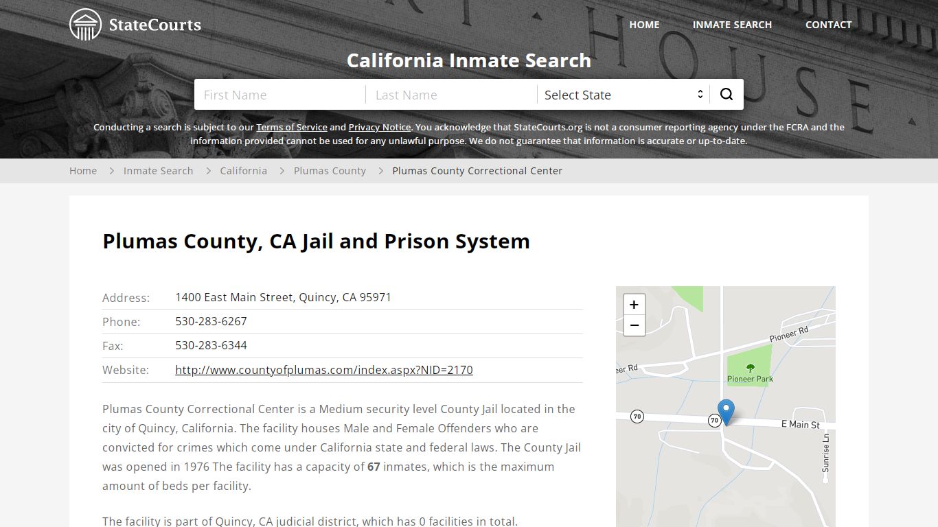 Plumas County Correctional Center Inmate Records Search, California ...