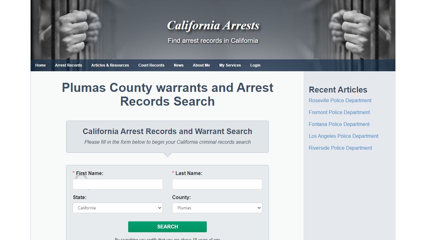 Plumas County warrants and Arrest Records Search