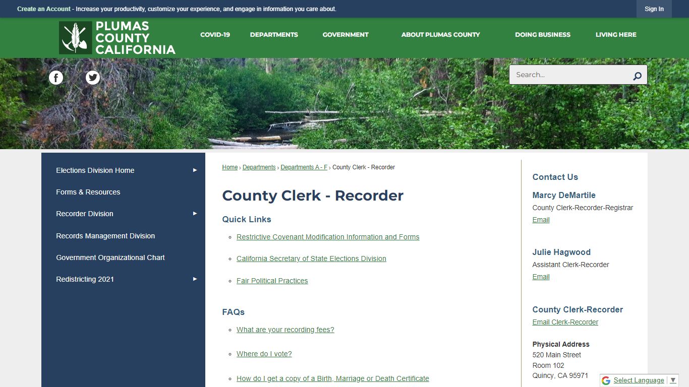 County Clerk - Recorder | Plumas County, CA - Official Website